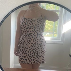 Cowl neck satin mini dress
